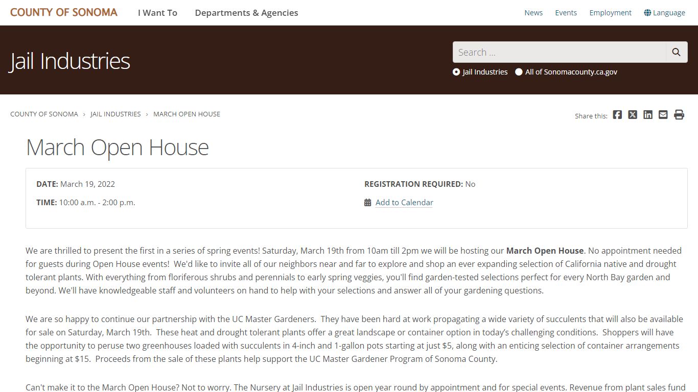 March Open House - County Of Sonoma
